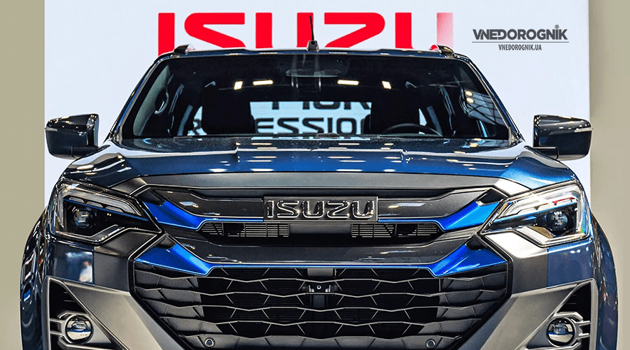 Isuzu D-Max EV 2025 - new design Isuzu D-Max EV 2025 electric pickup truck, front view – review by Vnedorognik.ua