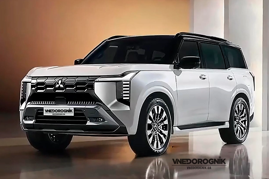 Mitsubishi XFC Concept, showcasing the future design of Pajero. Futuristic Mitsubishi XFC Concept with T-shaped headlights, serving as the design basis for the new Pajero.