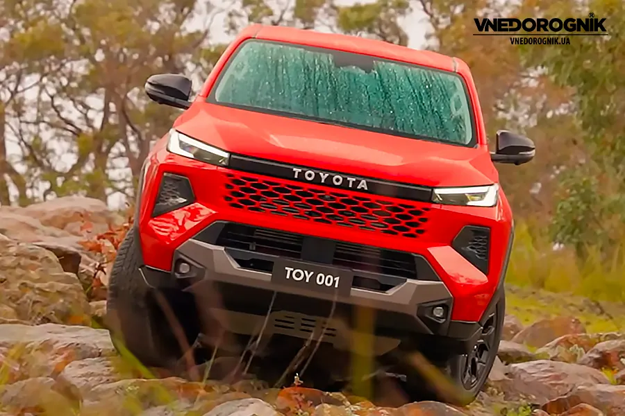 Front design of the new Toyota Hilux 2026
