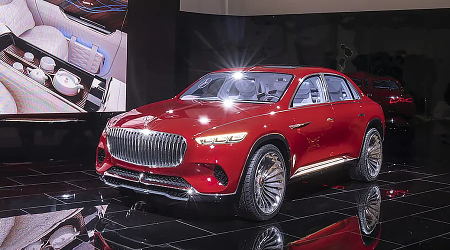 Red Vision Mercedes-Maybach Ultimate Luxury concept, combining off-roader and sedan features.