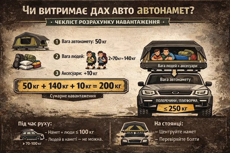 calculation of whether the car can withstand a rooftop tent